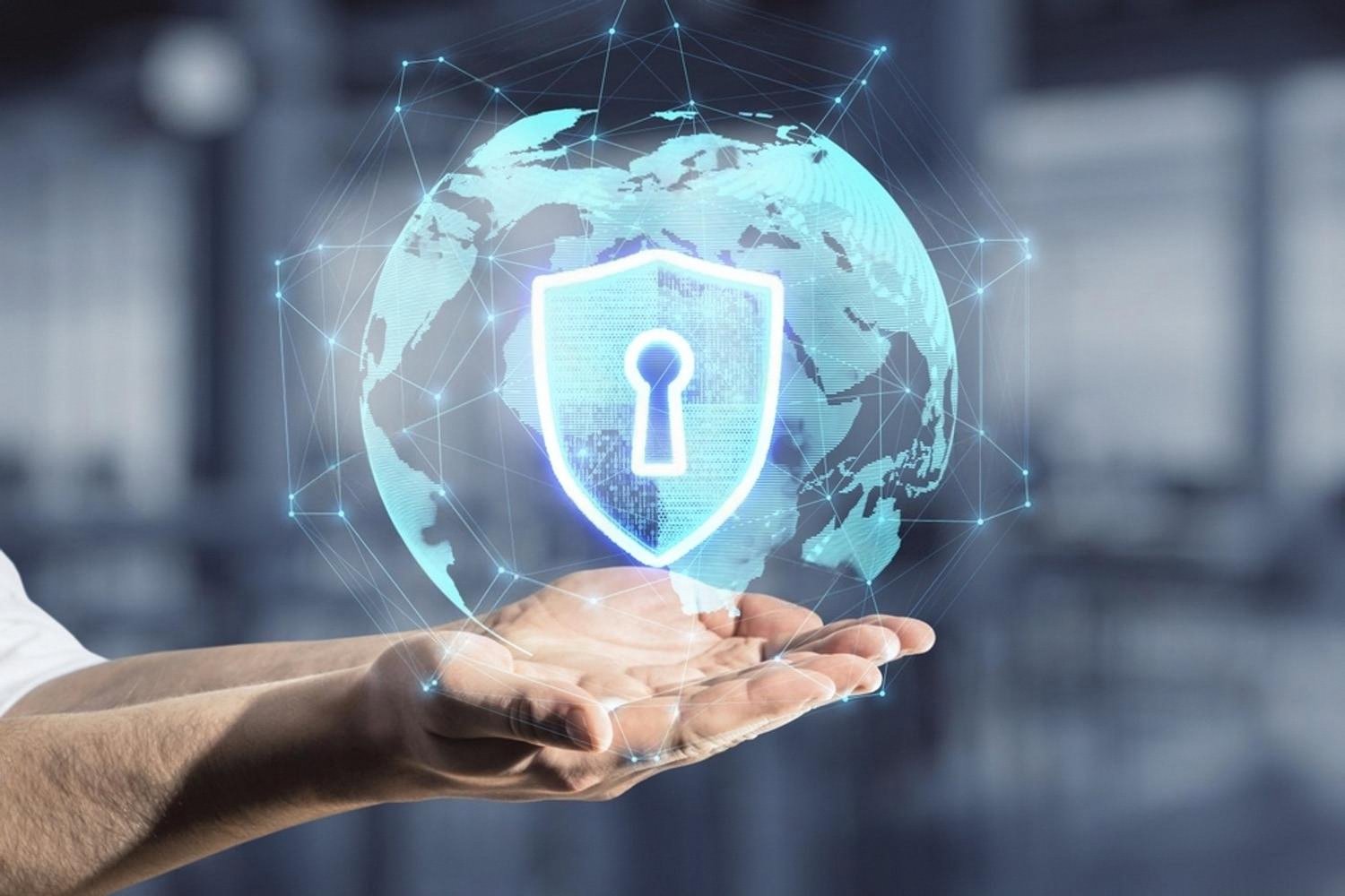 Hand holding a digital security shield symbolising trusted Microsoft partner services in the UAE